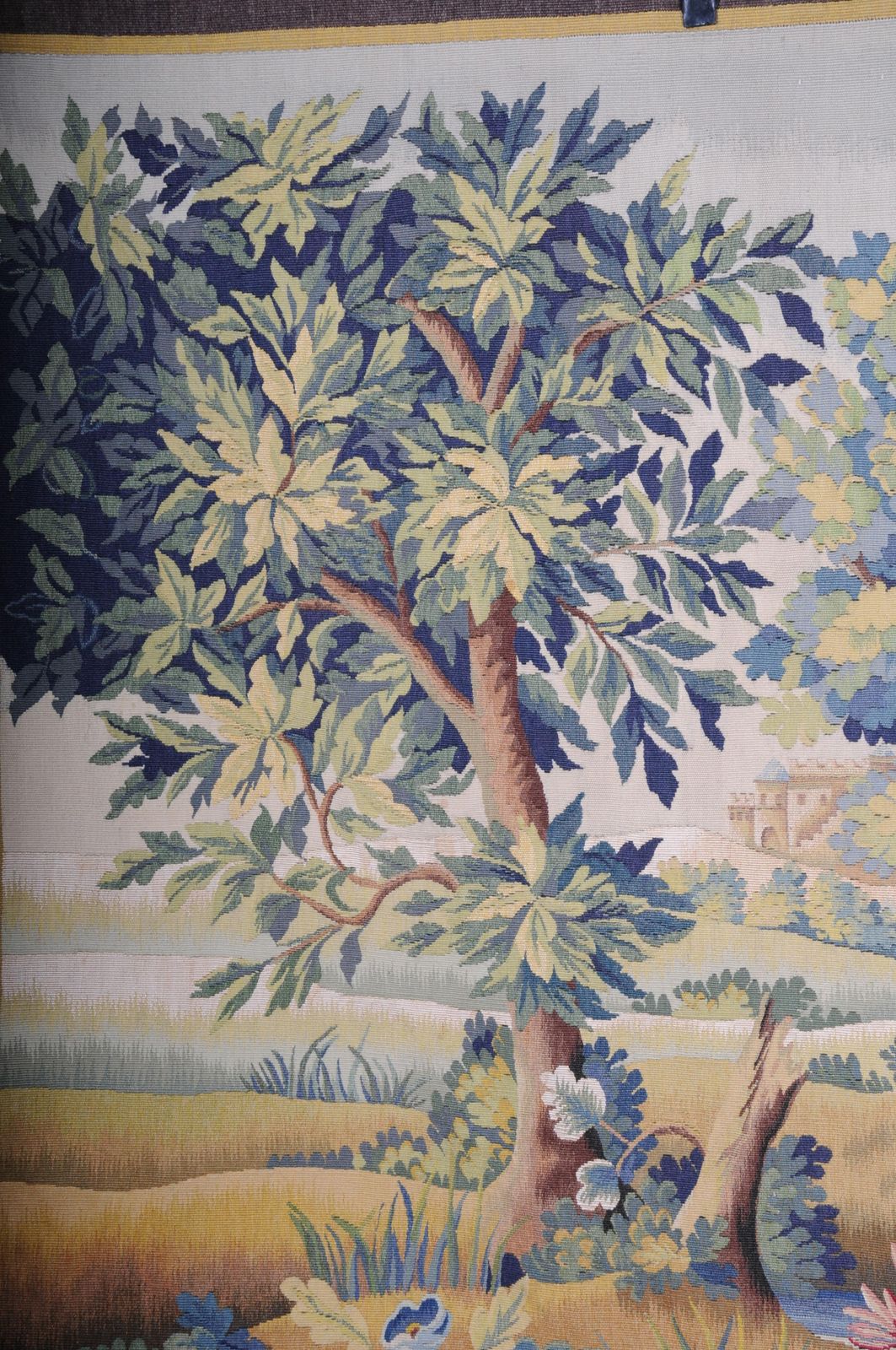 Antique Silk Aubosson Wall Carpet, France Late 19 Century. Verdure Motif, Signed photo furniture