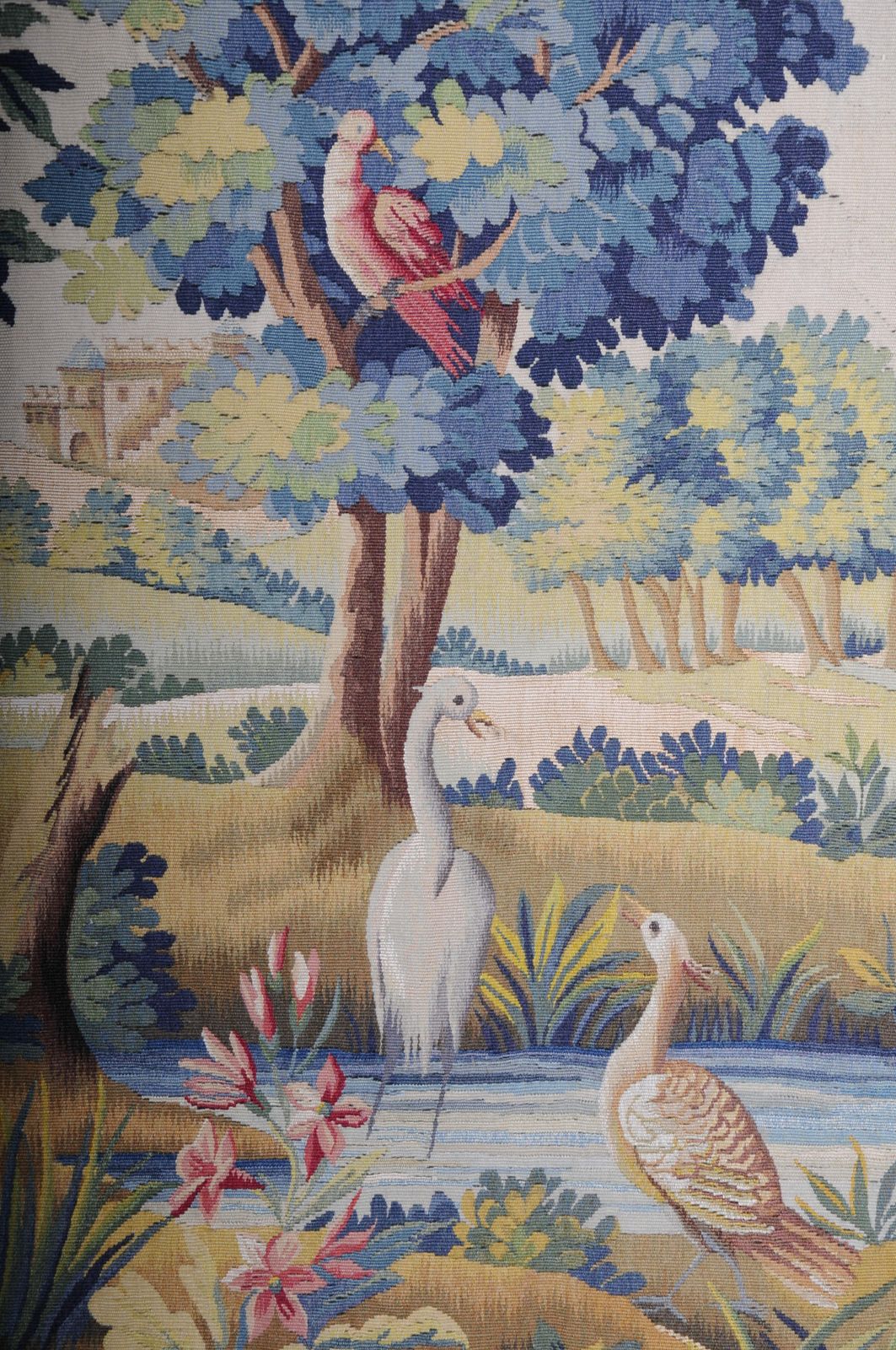 photo vinterior Antique Silk Aubosson Wall Carpet, France Late 19 Century. Verdure Motif, Signed