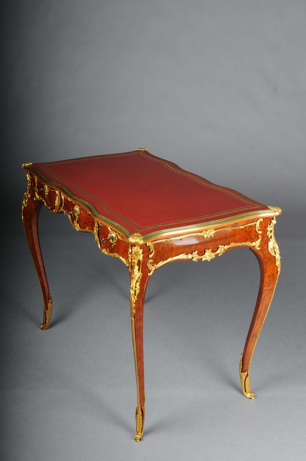 Elegant Veneered Bureau Plat / Desk In Louis XV Style photo vintage
