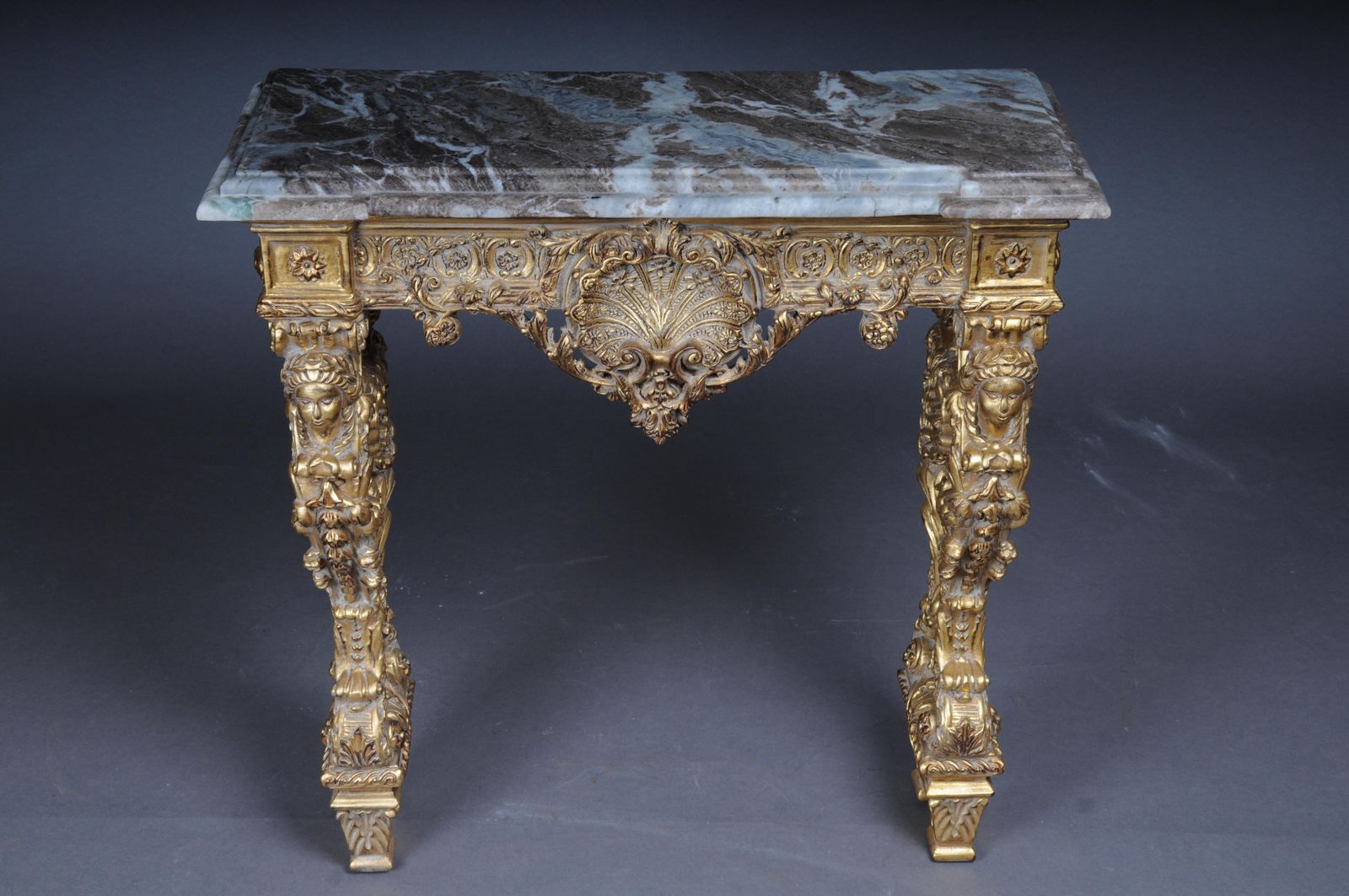 20th Century Impressive Wall Console Gilded With Marble, Model After F. Linke #2 photo 4300.0