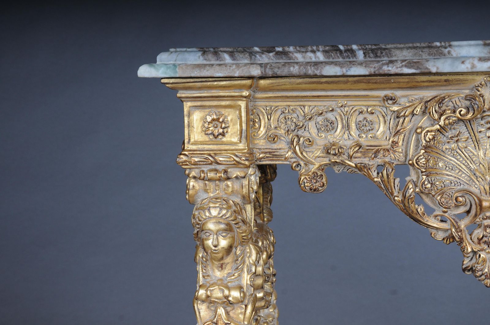 20th Century Impressive Wall Console Gilded With Marble, Model After F. Linke #2 photo vintage