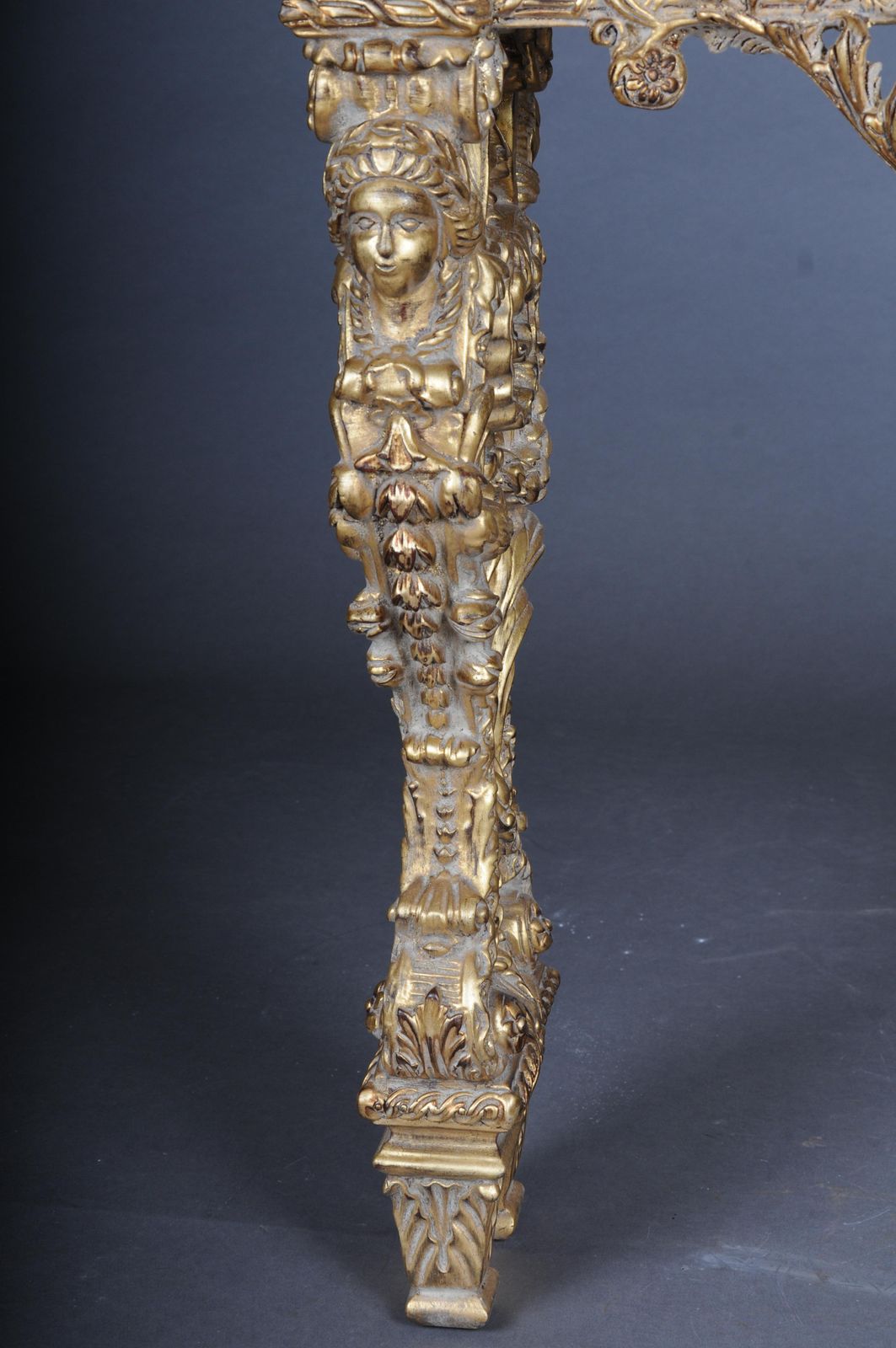 photo for sale 20th Century Impressive Wall Console Gilded With Marble, Model After F. Linke #2