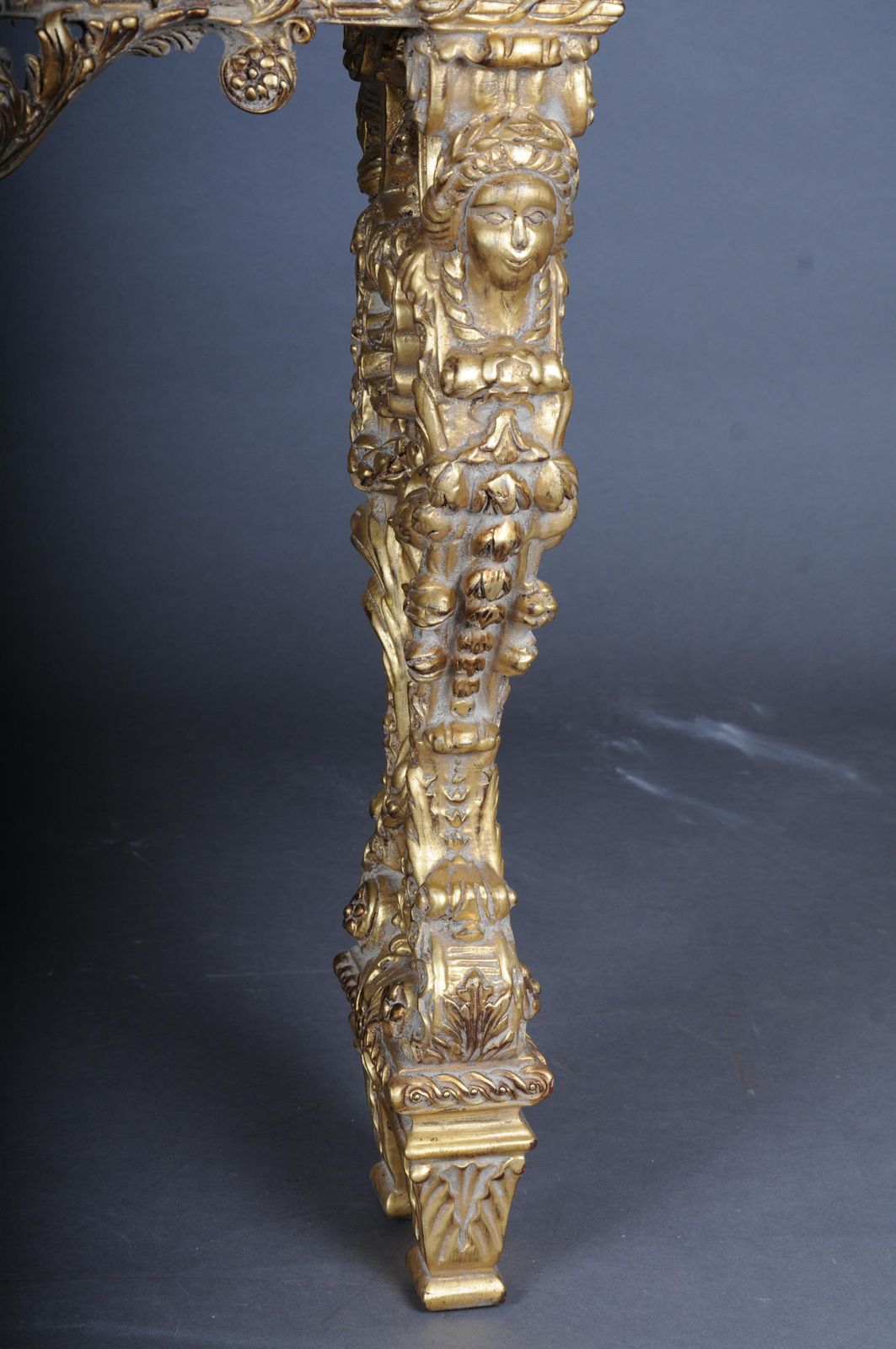 Furniture 20th Century Impressive Wall Console Gilded With Marble, Model After F. Linke #2 photo