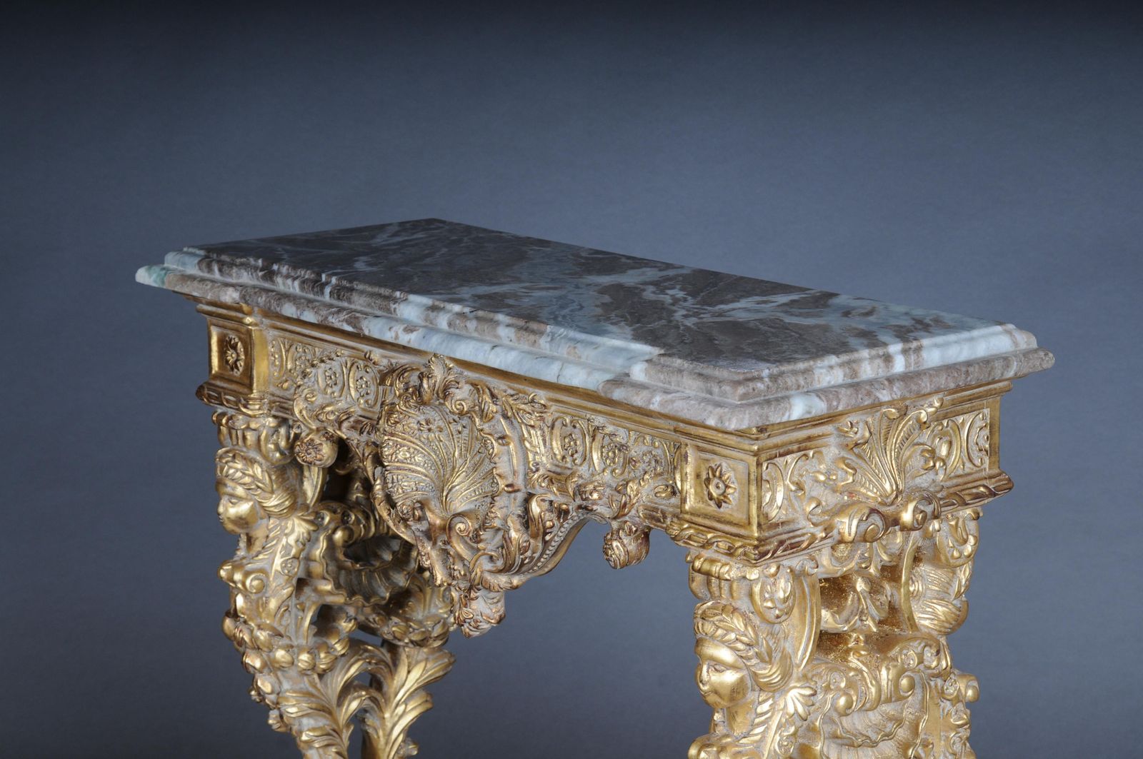 photo vintage 20th Century Impressive Wall Console Gilded With Marble, Model After F. Linke #2