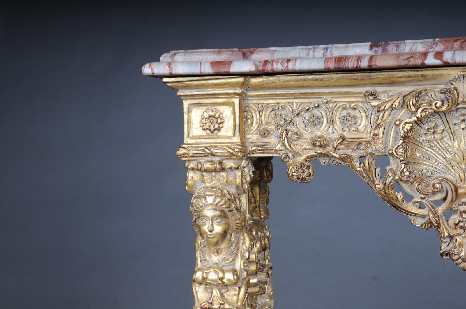 20th Century Impressive Wall Console Gilded With Marble, Model After F. Linke photo 4300.0