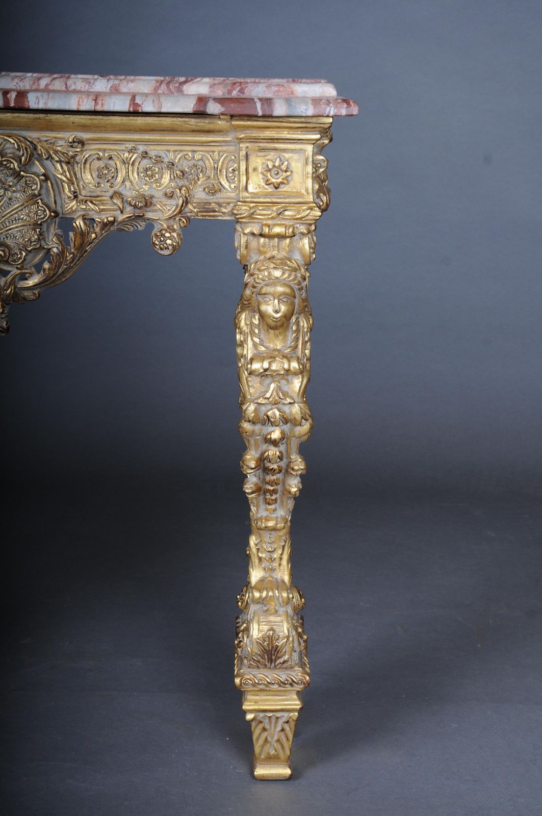20th Century Impressive Wall Console Gilded With Marble, Model After F. Linke photo buy