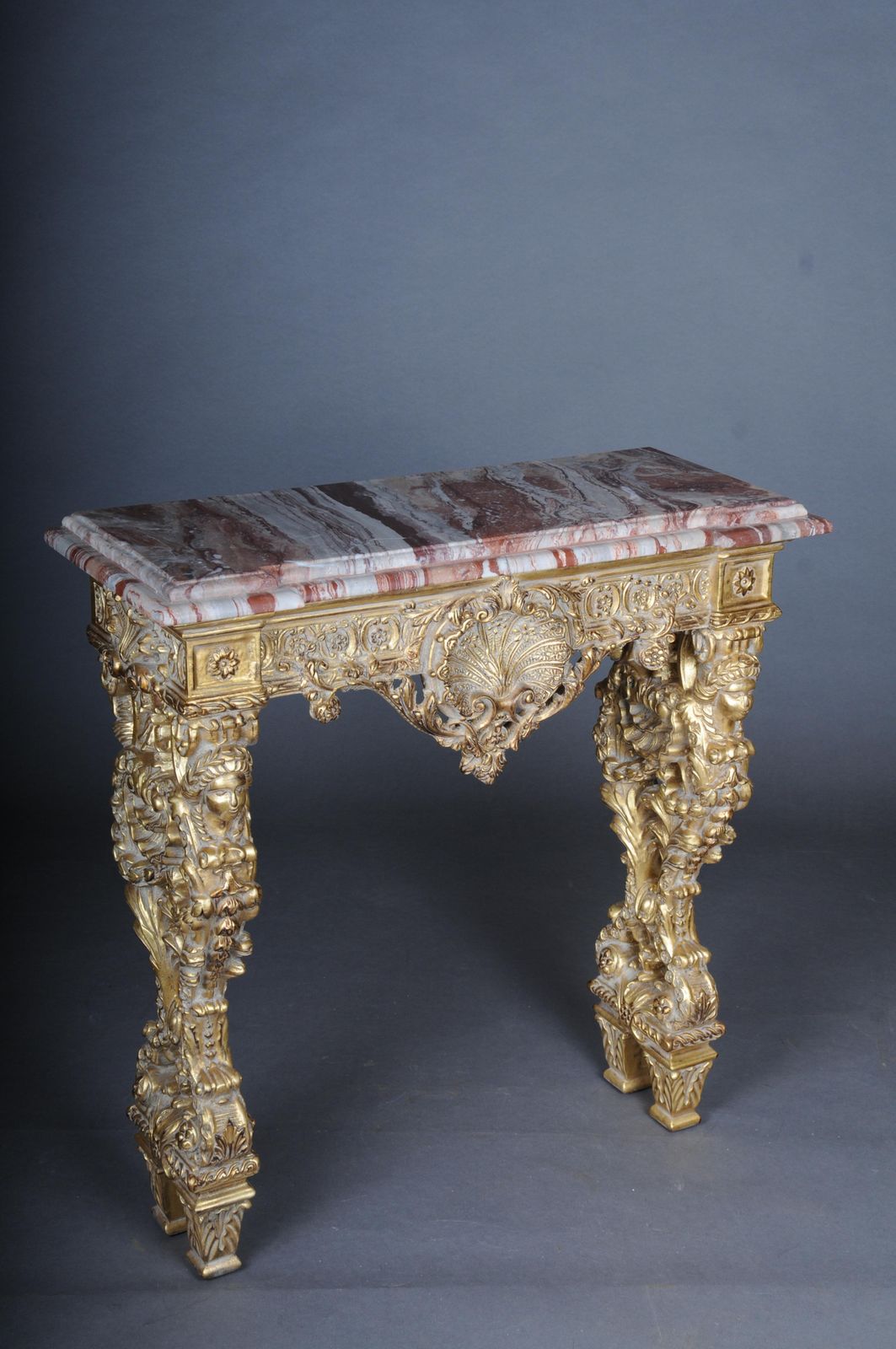 20th Century Impressive Wall Console Gilded With Marble, Model After F. Linke photo vintage