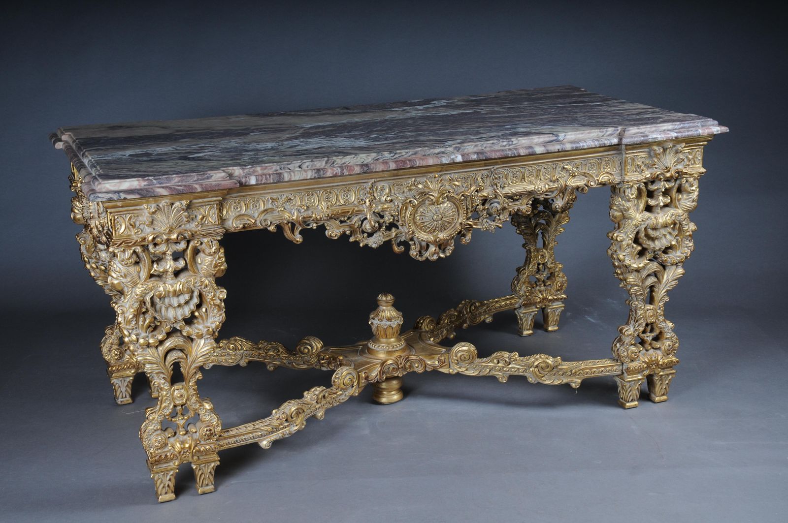 Monumental, Impressive Splendid Salon Table After Francois Linke photo vintage