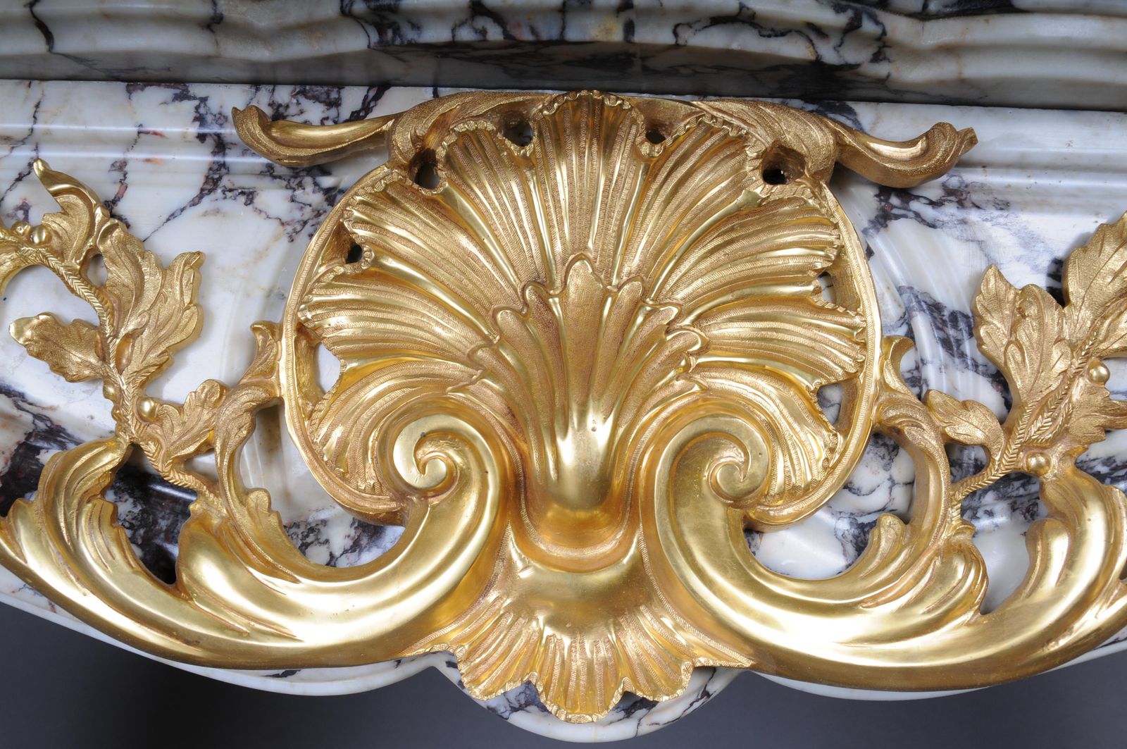 20th Century Magnificent French Marble Fireplace With Gilded Bronze. photo vintage