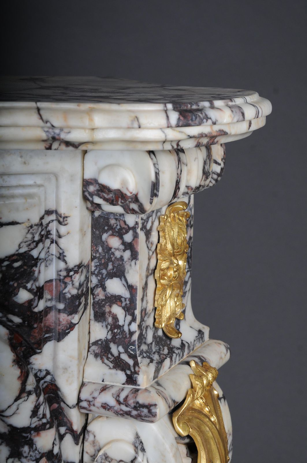 Home Fixtures 20th Century Magnificent French Marble Fireplace With Gilded Bronze. photo