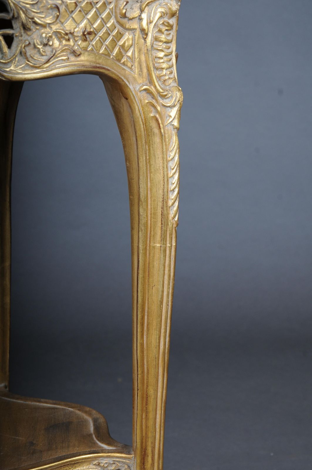 Finely Carved Gold Side Table With Marble Top, Louis XV photo vinterior