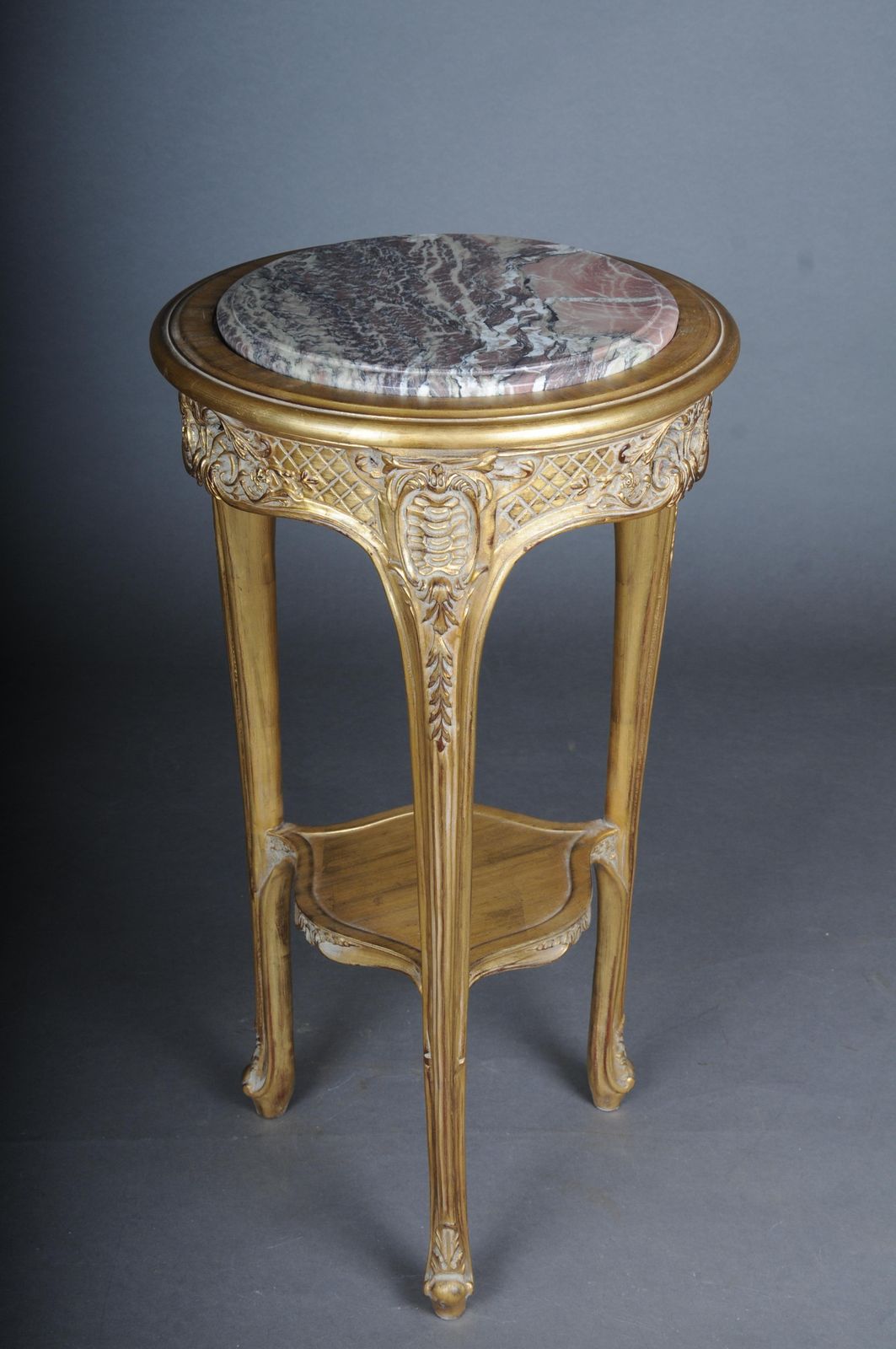 Finely Carved Gold Side Table With Marble Top, Louis XV photo vinterior