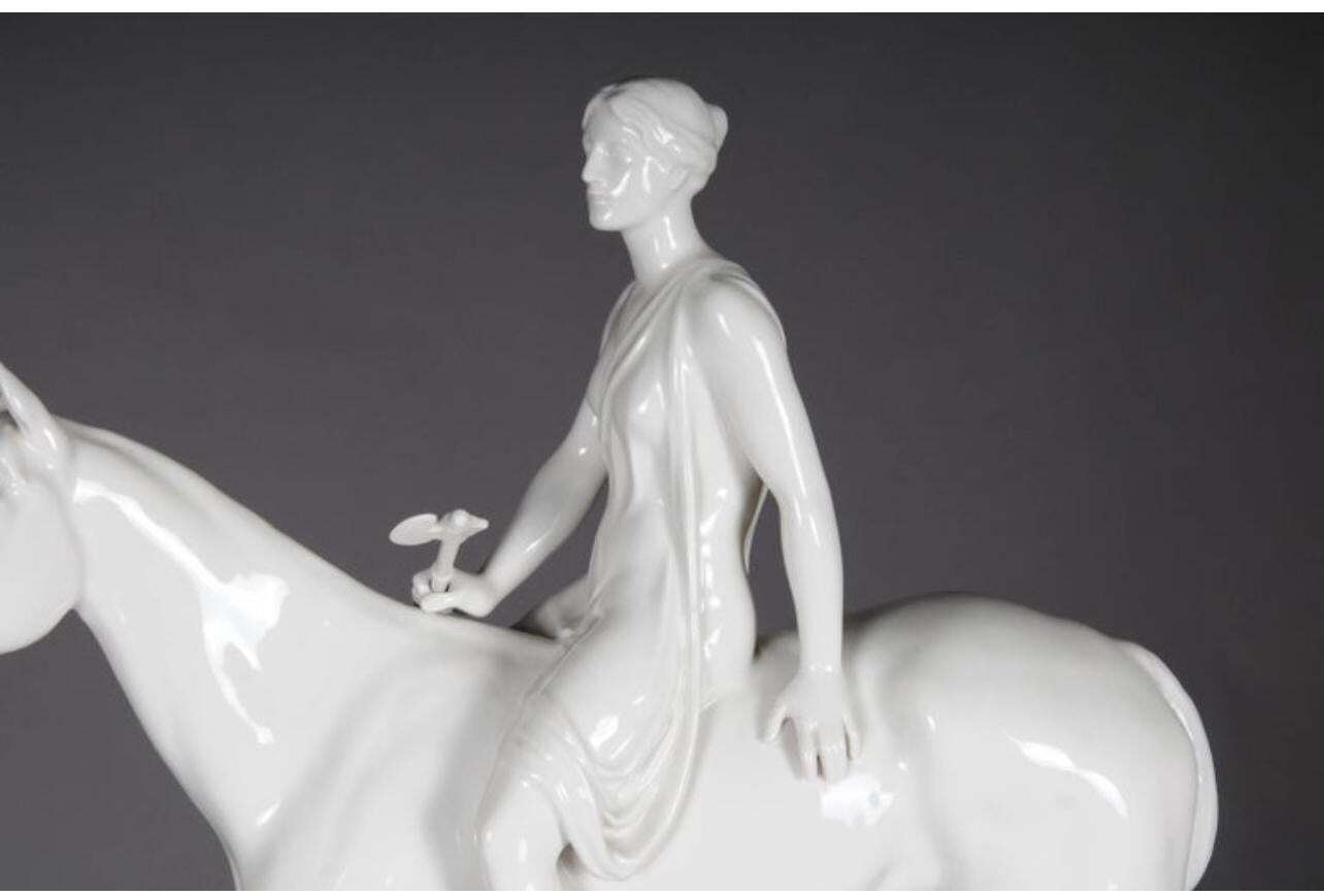 20th Century Big Kpm Berlin  Louis Tuaillon  Sculpture Figure Amazoness On Horse photo 2808.0
