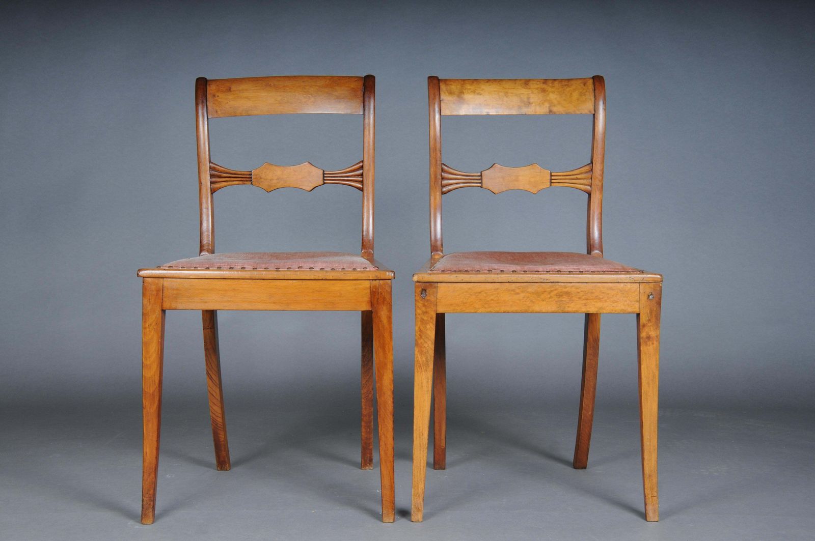 Pair (2) Antique Biedermeier Chairs Circa 1840, Birch photo for sale