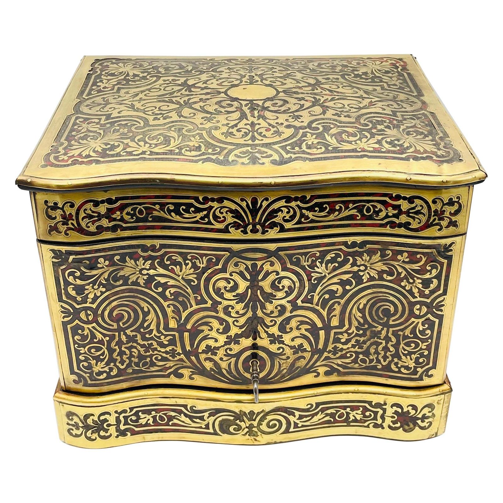 Impressive Boulle Napoleonic Tantalus Liquor Cabinet, 19th Century