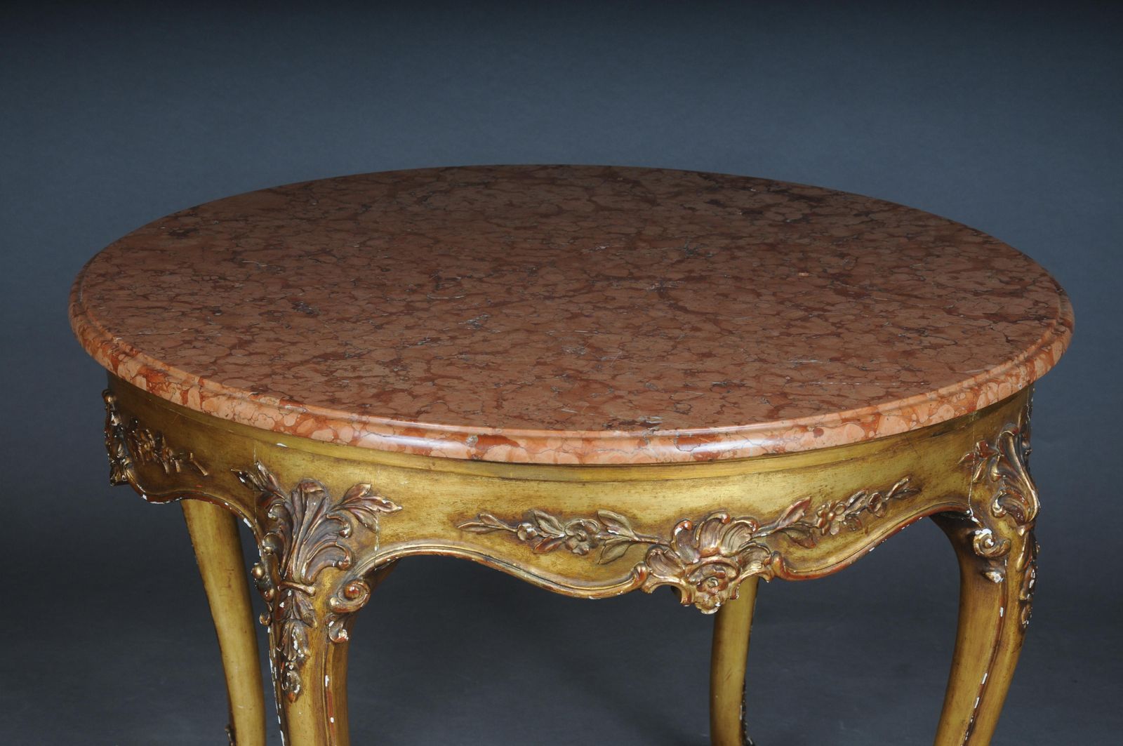 Antique Round Salon/Coffee Table, Louis XV Circa 1900. Gold With Marble Top photo buy