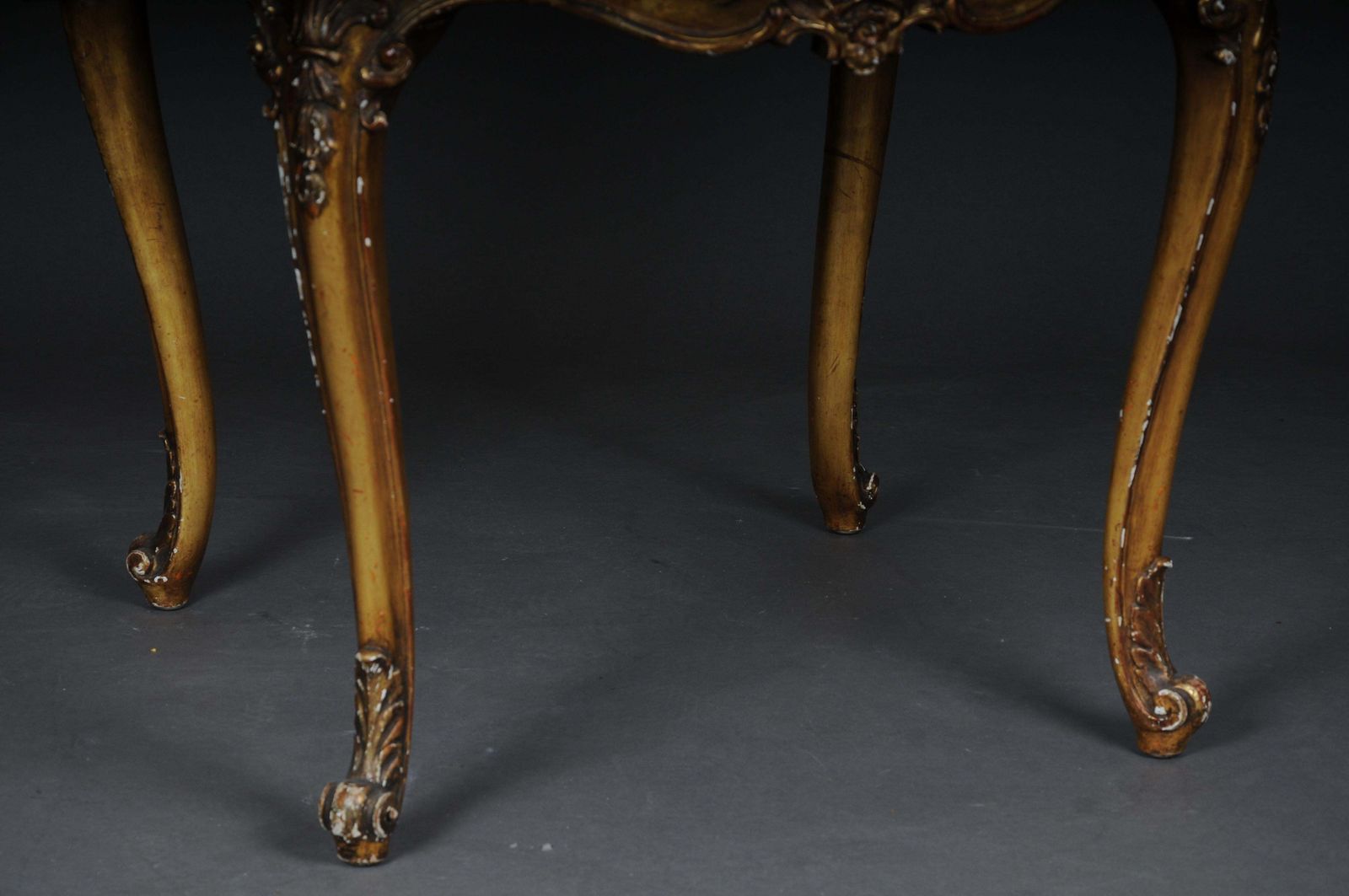 Furniture Antique Round Salon/Coffee Table, Louis XV Circa 1900. Gold With Marble Top photo
