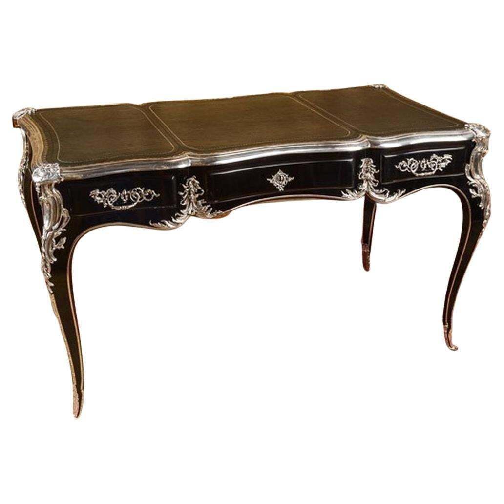 20th Century Writing Desk Louis XV Piano Black Bureau Plat