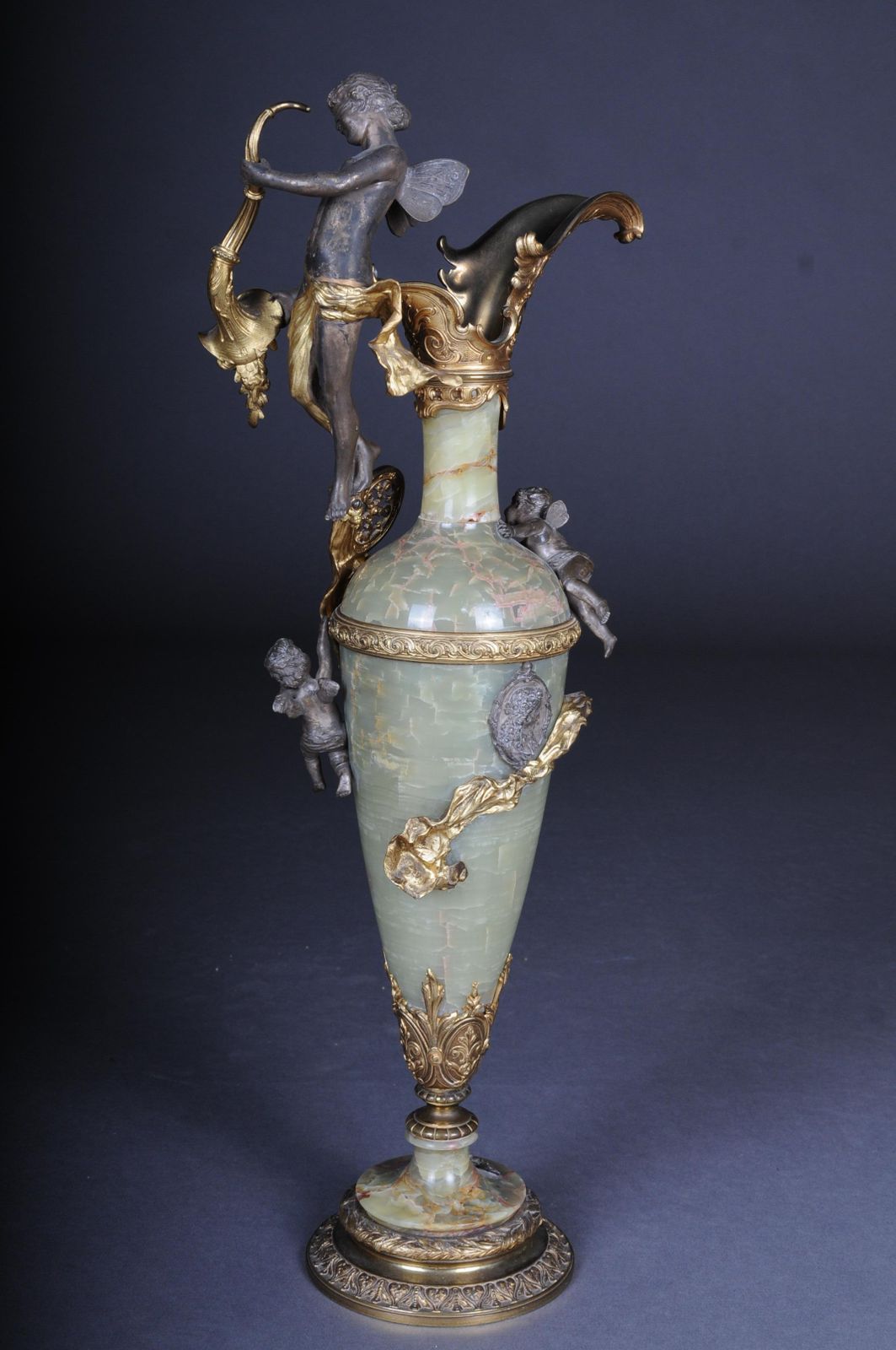 photo vinterior 19th Century French Onyx Pomp Jug/Vase Bronze Silvered Napoleon III