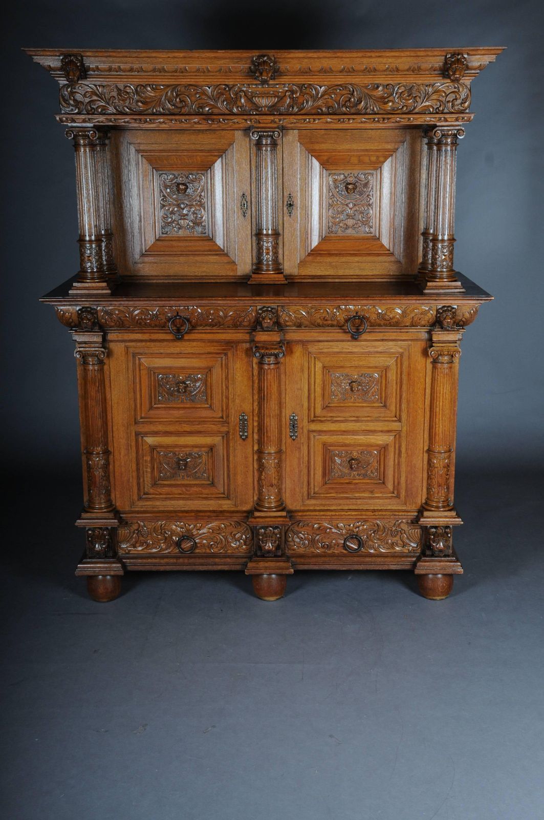 19th Century Neo Renaissance Cabinet Buffet, Solid Oak photo for sale