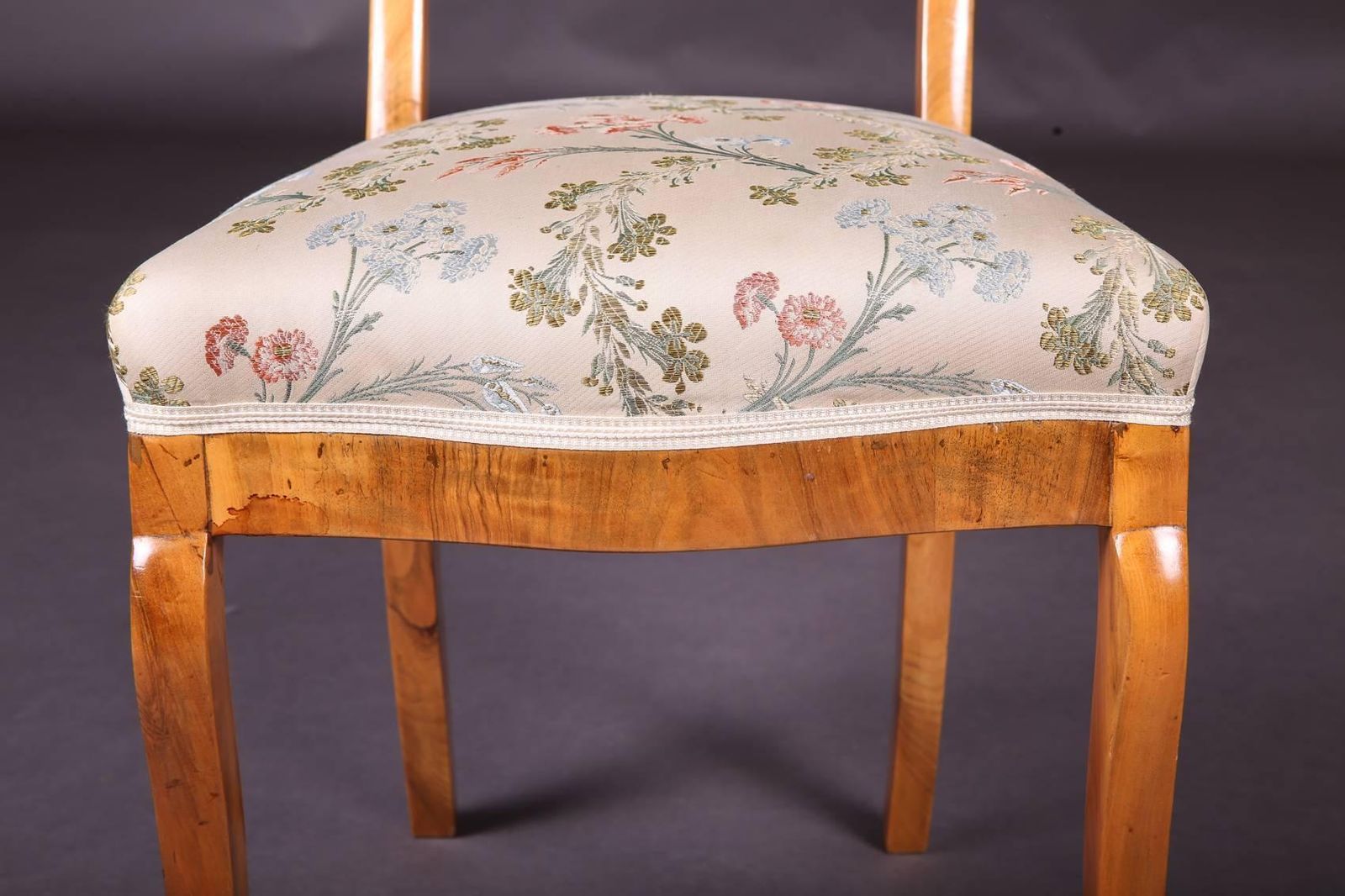 Early 19th Century Three Biedermeier Curved Legs Set Of Chairs photo vintage