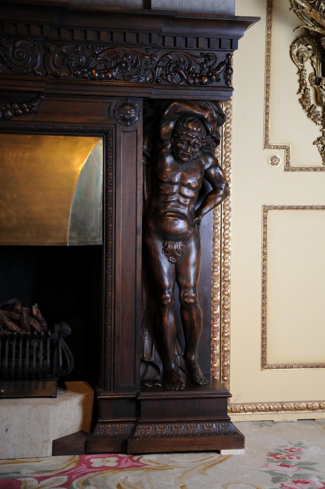Monumental Figures Fireplace Neo Renaissance 19th Century Walnut photo vinterior