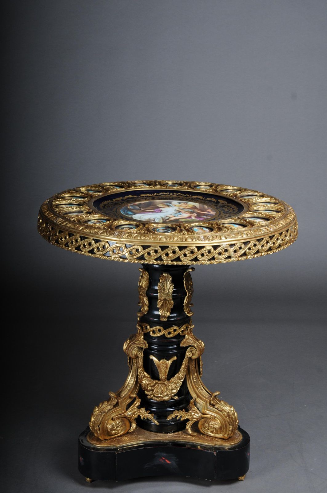 Imperial Center Table, Frame And Top Mount In Porcelain With Sevres Style Bronze photo for sale