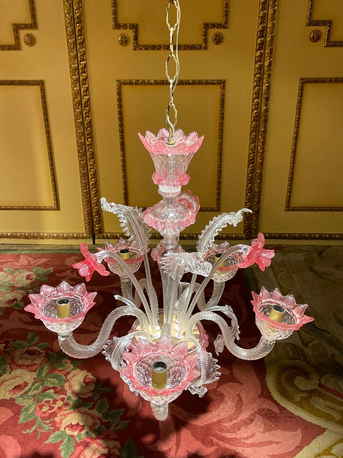 20th Century Murano Italy Chandelier Ceiling Luster, Mouth Blown photo Lighting