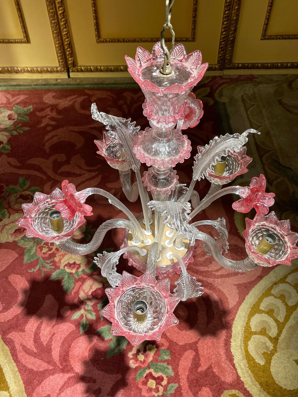 photo vinterior 20th Century Murano Italy Chandelier Ceiling Luster, Mouth Blown