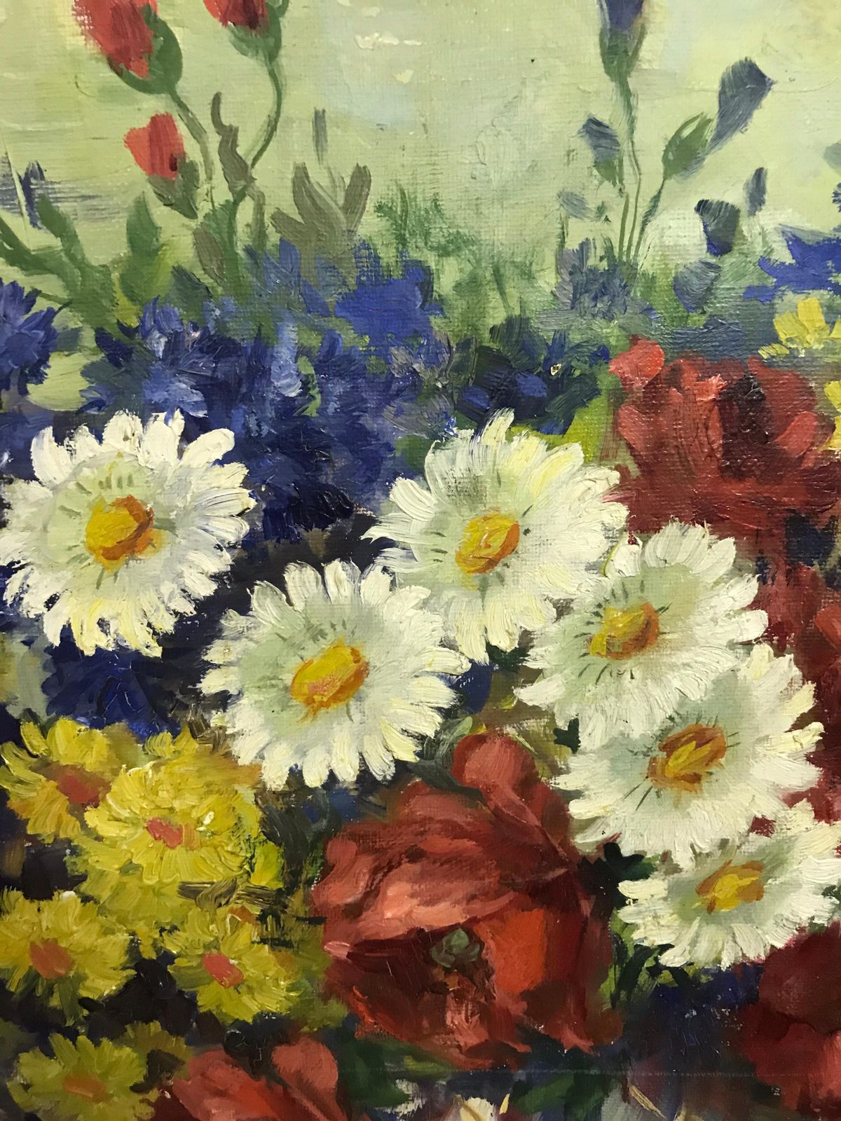 Beautiful Still Life Painting Flowers Colorful 20th Century Canvas photo vinterior