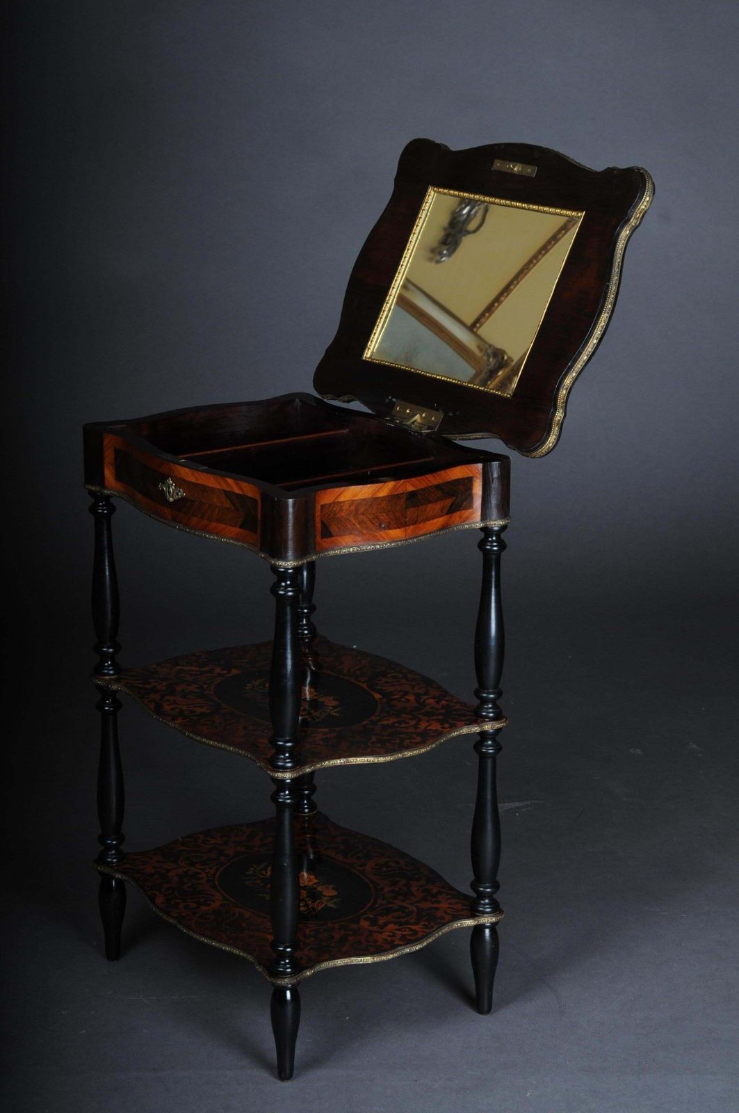 photo buy 19th Century Marquetry Side Table With Jewelry Box, Circa 1870