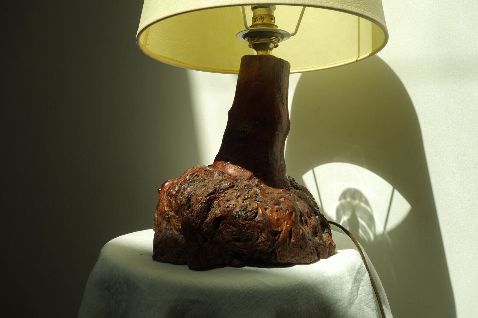 50s Brutalist Wooden Table Lamp photo Lighting