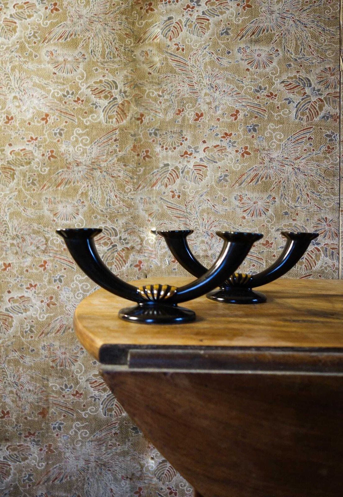 Art Deco Gien Ceramic Candlestick Holders photo for sale