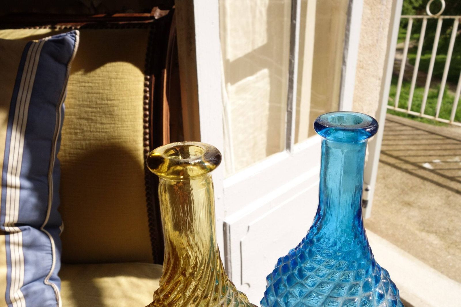 Empoli Art Deco Glass Water Bottle photo for sale