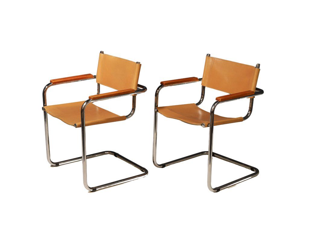 Pair Of Cantilever Tubular Steel Armchairs By Marcel Breuer, 1970´S