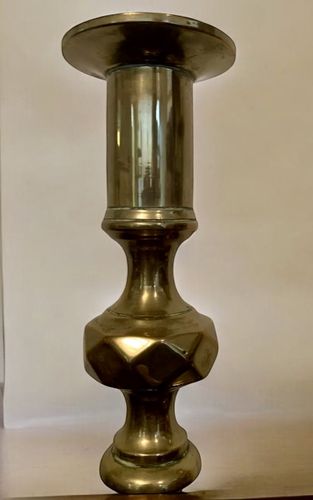 Pair Of Original Victorian Heavy Brass Quality Candlesticks With Stoppers 27cm H photo Home Decor