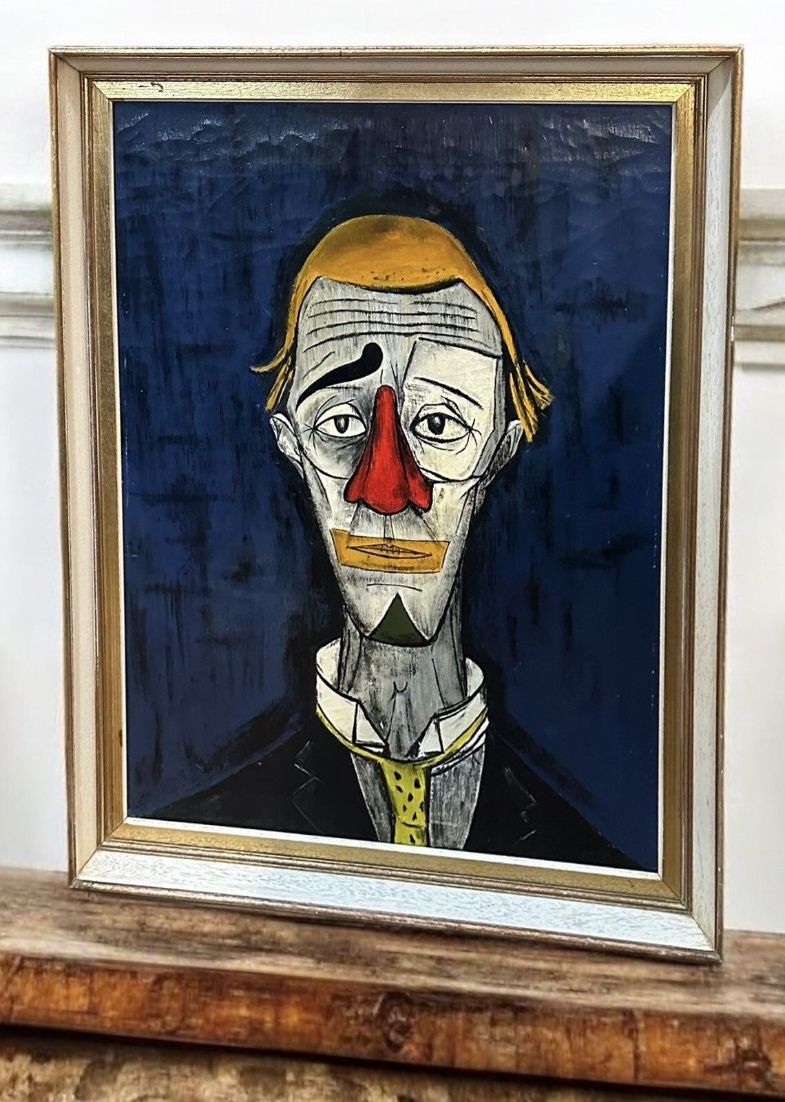 Bernard Buffet "Tete De Clown”  Oleograph Oil On Canvas photo furniture