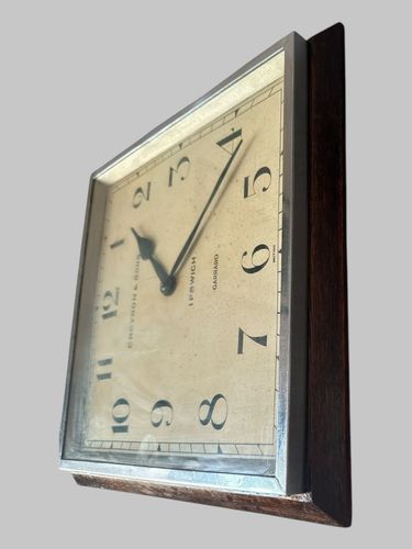 Art Deco Garrard Wall Clock Oak And Chrome Ipswich Interest photo buy