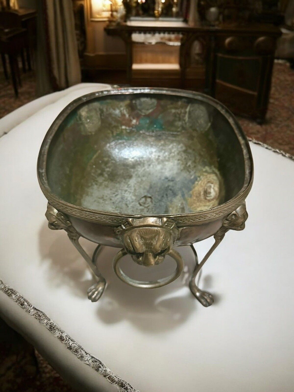 Antique Copper And Brass Footed Lion Head Wine Cooler Tazza Grand Tour photo 225.0