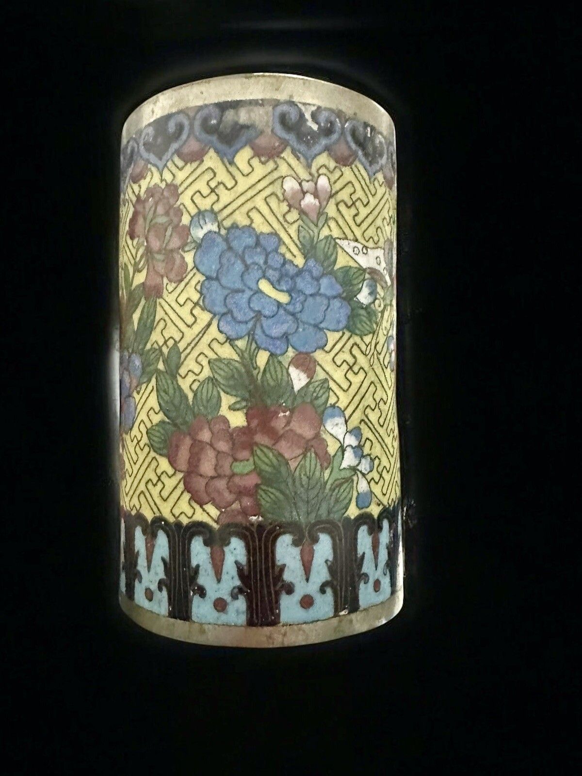 Oriental  Cloisonné On Paktong Enamel Brush Pot 19th Century Height 12cm photo for sale