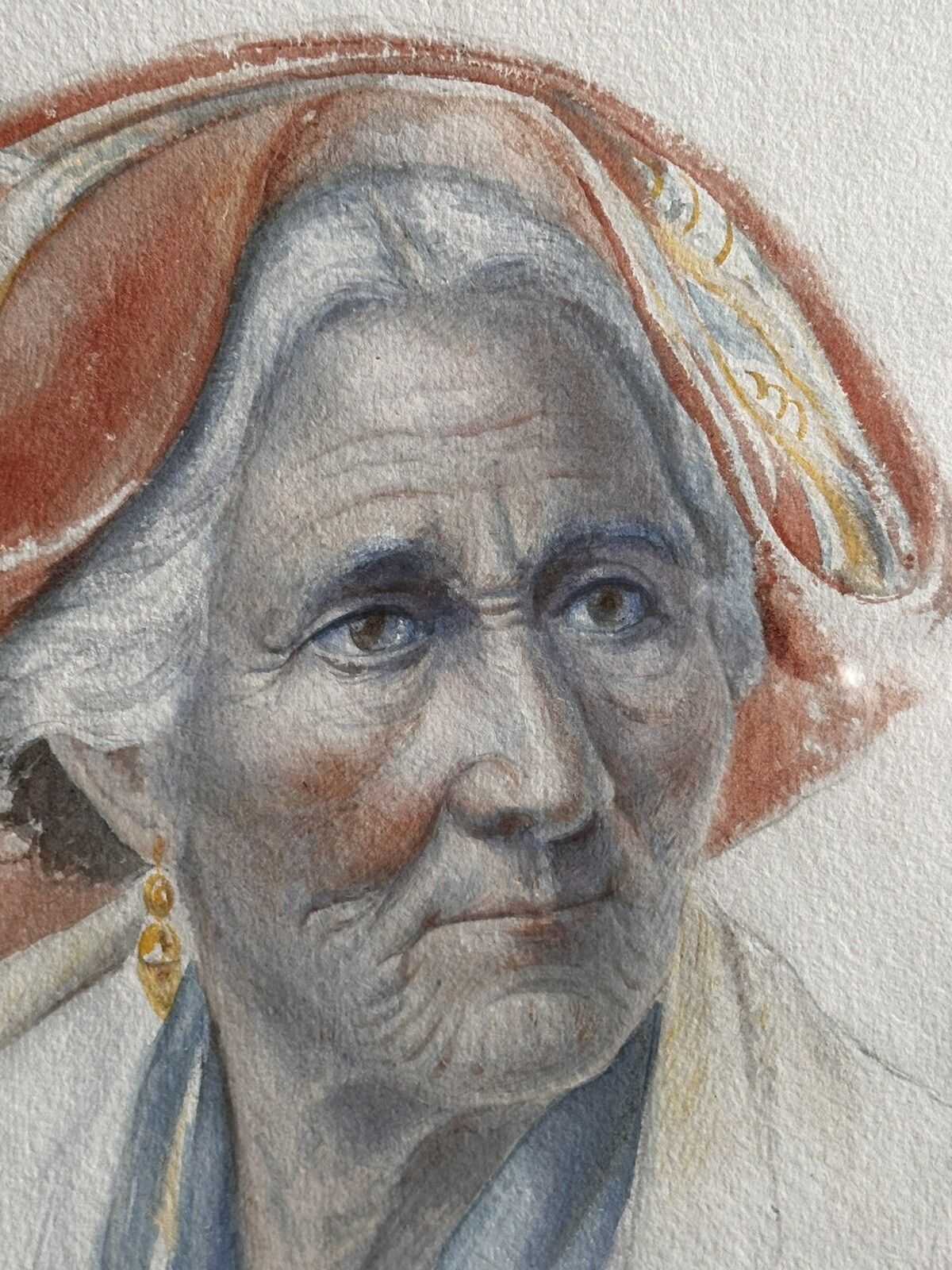 Original Signed Italian Watercolour Portrait By Antonio Fiorentino photo 195.0