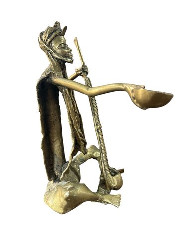 Benin Bronze African Figure Fabulous Detail photo for sale