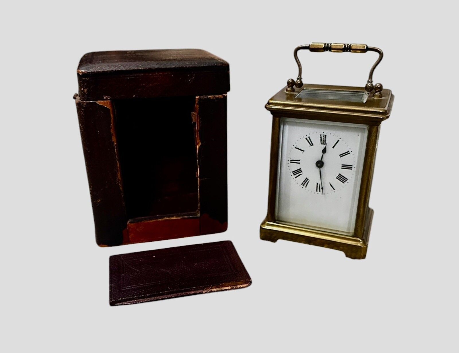 Antique Victorian Quality French Brass Carriage Clock  Working  Original Case