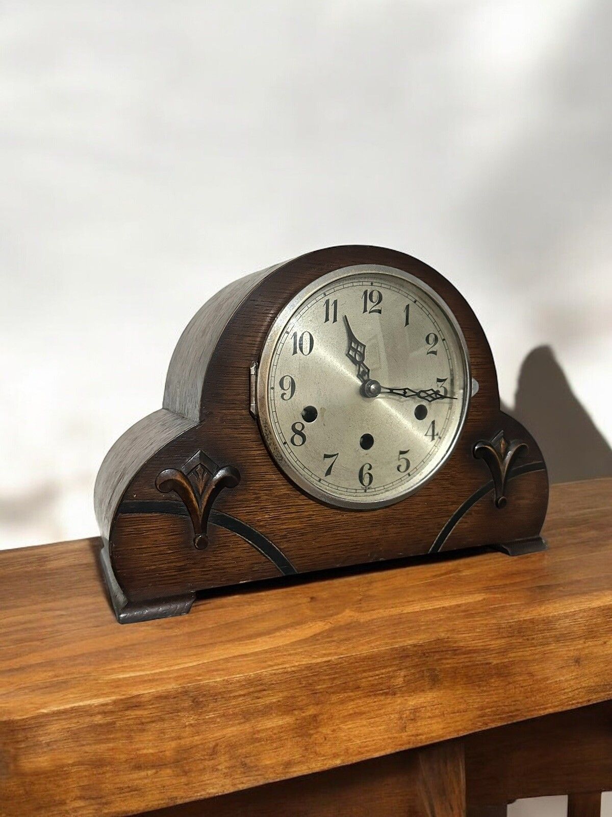 Art Deco Pretty Cws Wood Cased Westminster Chime Mantle Clock photo for sale