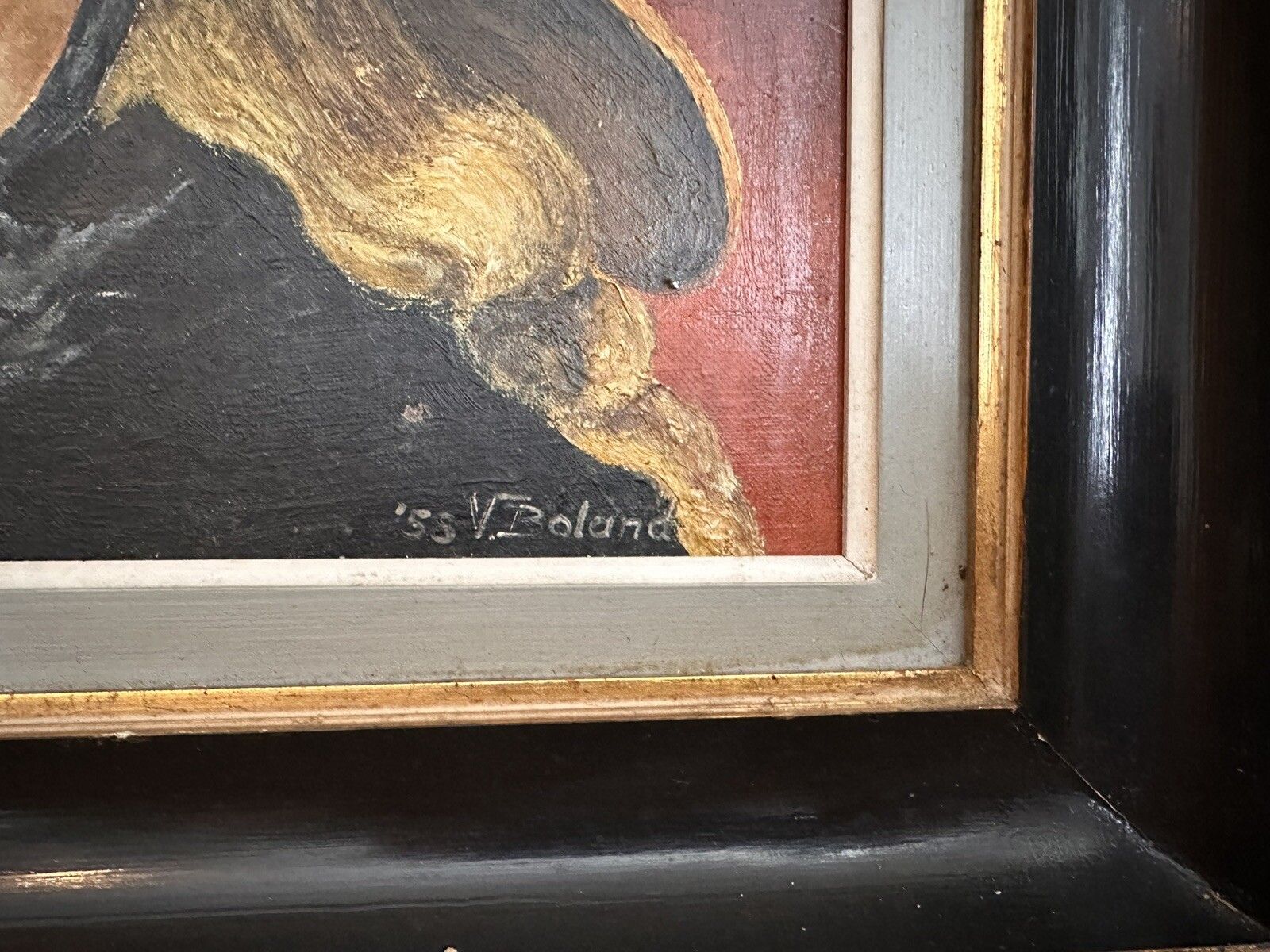 Mid Century 1955 Signed Oil Of Canvas Beautiful Lady With A Hat  46.5cm By 38cm photo Art