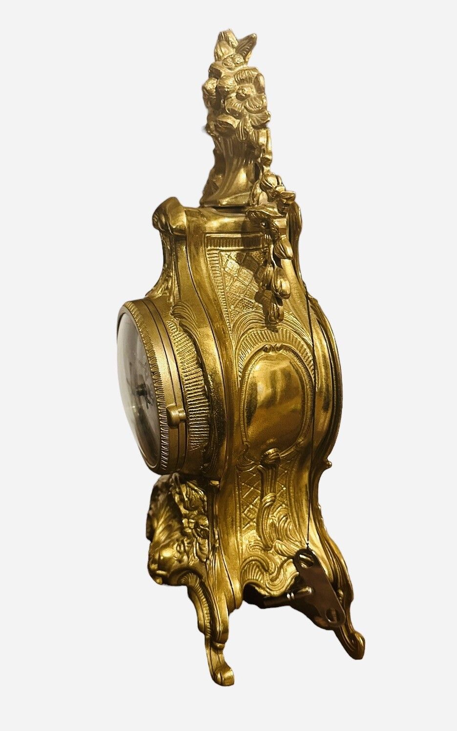 Vintage Brass Rococo After Eight Mantle Clock Franz Hermle Bell Movement photo vinterior