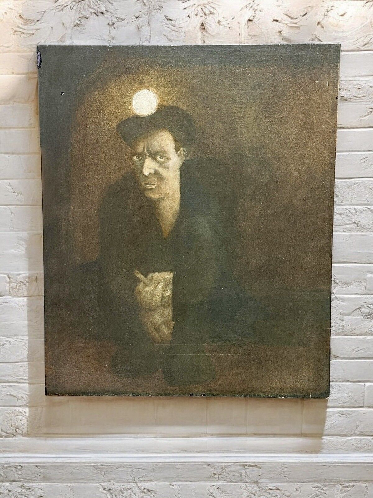 C1960’s Original Oil Painting Coal Miner Interest “ Waiting To Go Below”