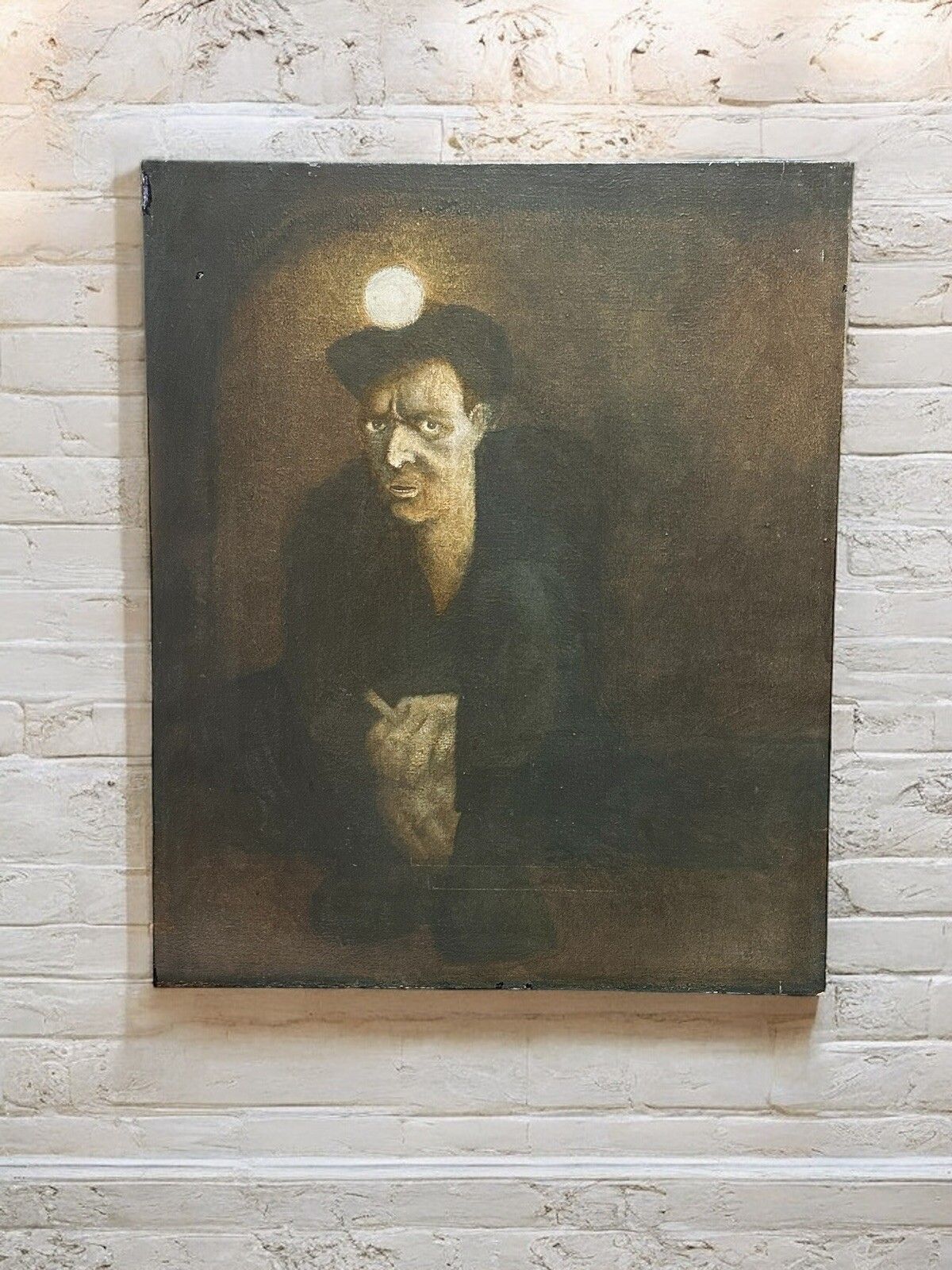 C1960’s Original Oil Painting Coal Miner Interest “ Waiting To Go Below” photo for sale