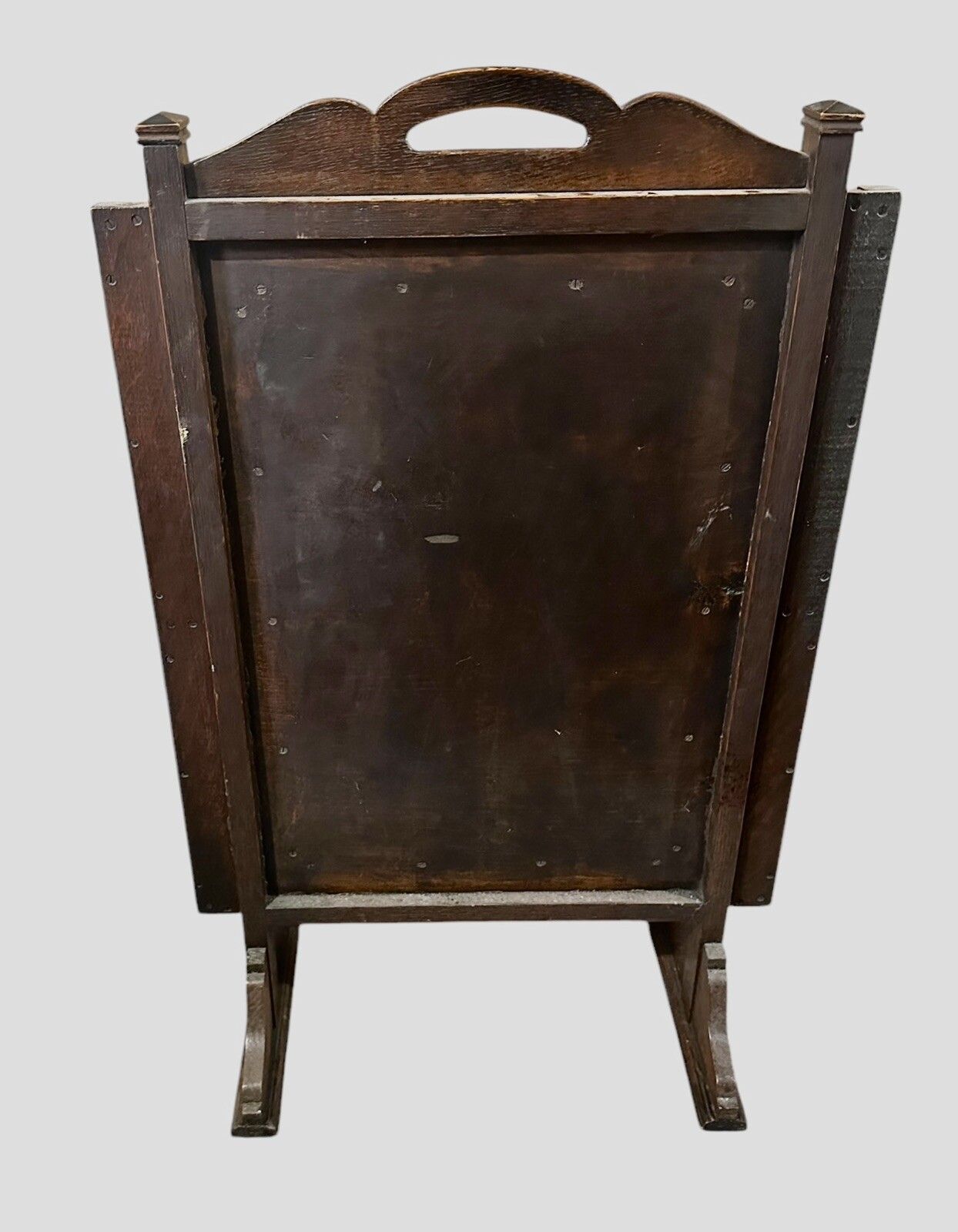 Antique Original Edwardian Oak & Tapestry Fire Place Screen photo Home Fixtures