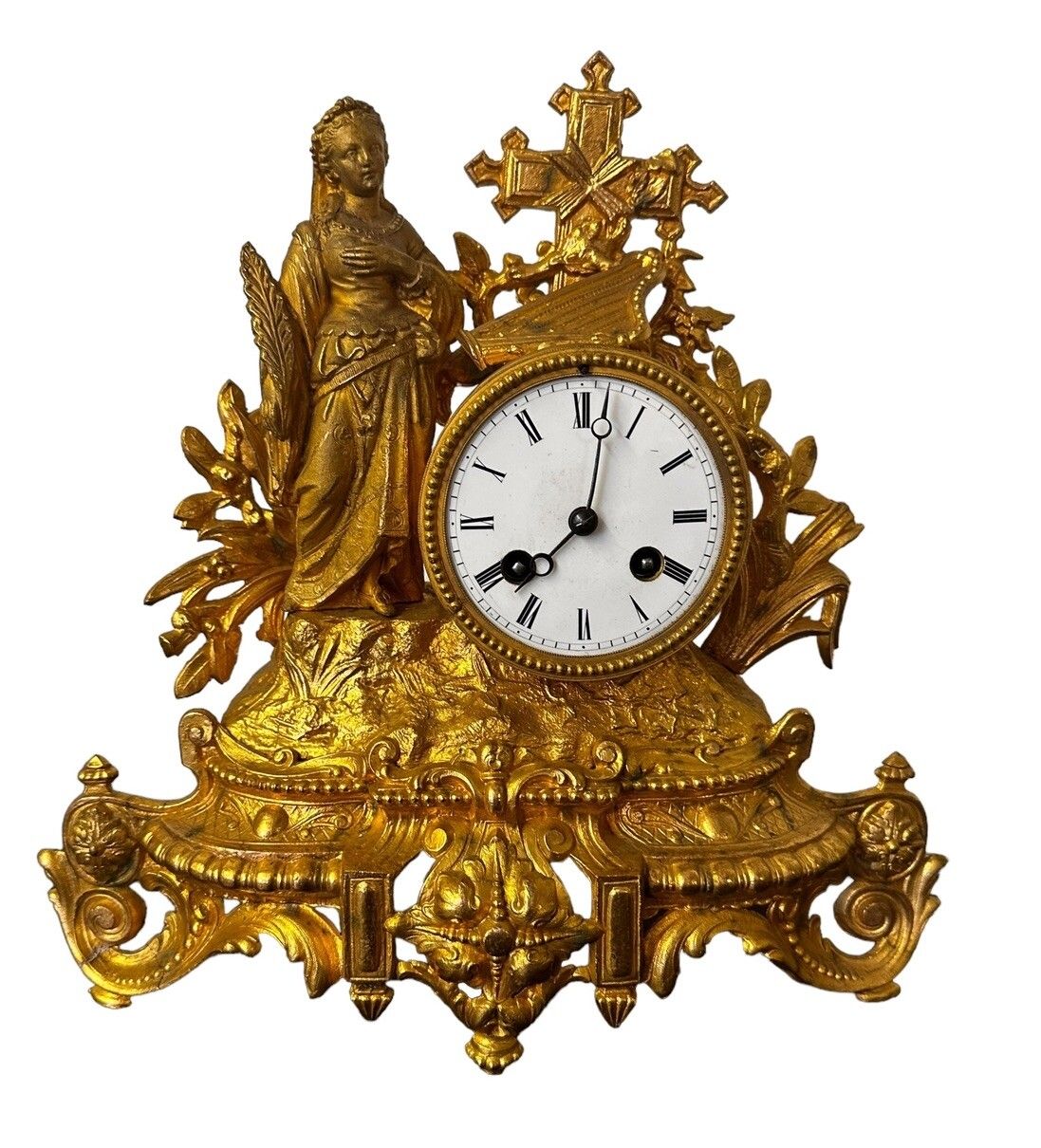 Antique Victorian French Ornate Gilded Mantle Clock By Japy Freres